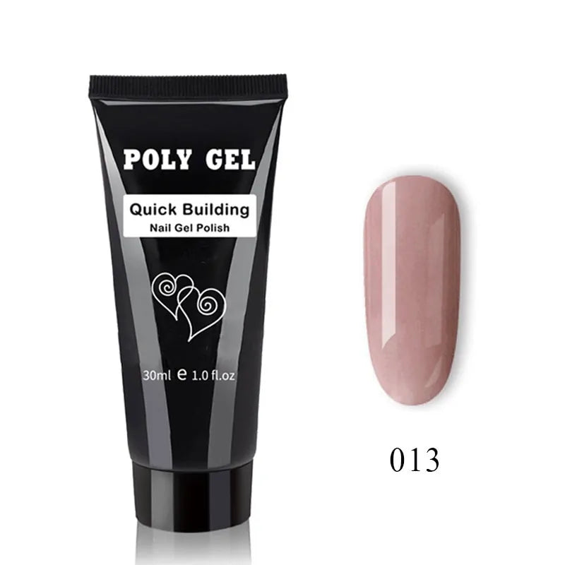 French Nail Art Poly Gel Kit with UV Brush and Nail Tips